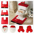 4 Piece Christmas Santa Toilet Seat Cover and Rug Bathroom Set